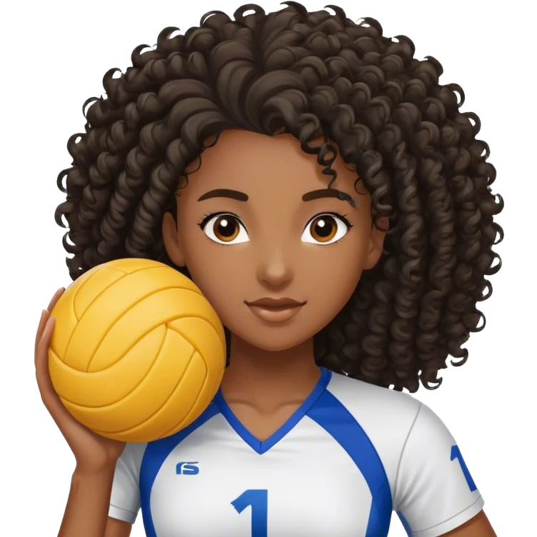 black stanford volleyball plyer girl curly hair emoji