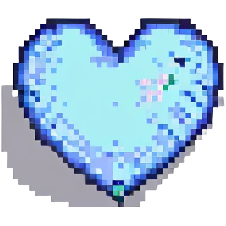 A pixel art style image of a heart. emoji