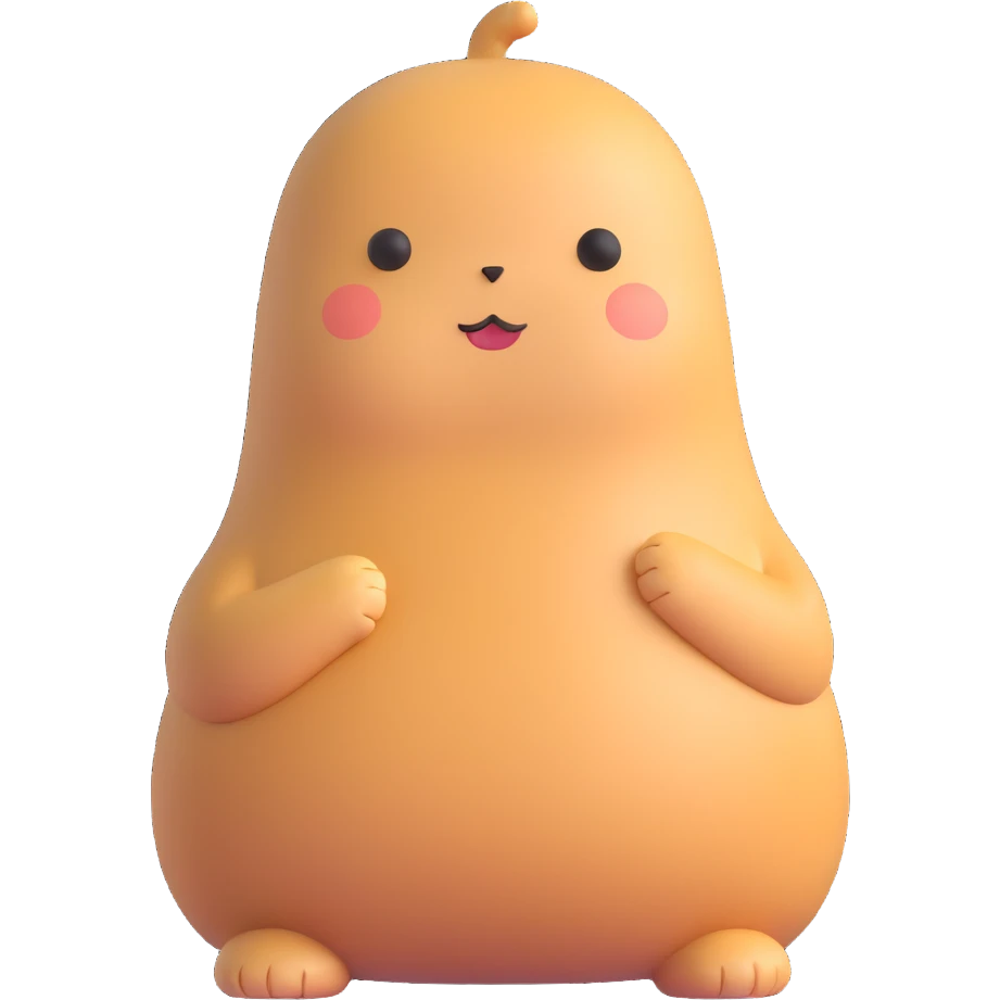 3D character of a cute peanut, no facial expression, slightly chubby emoji