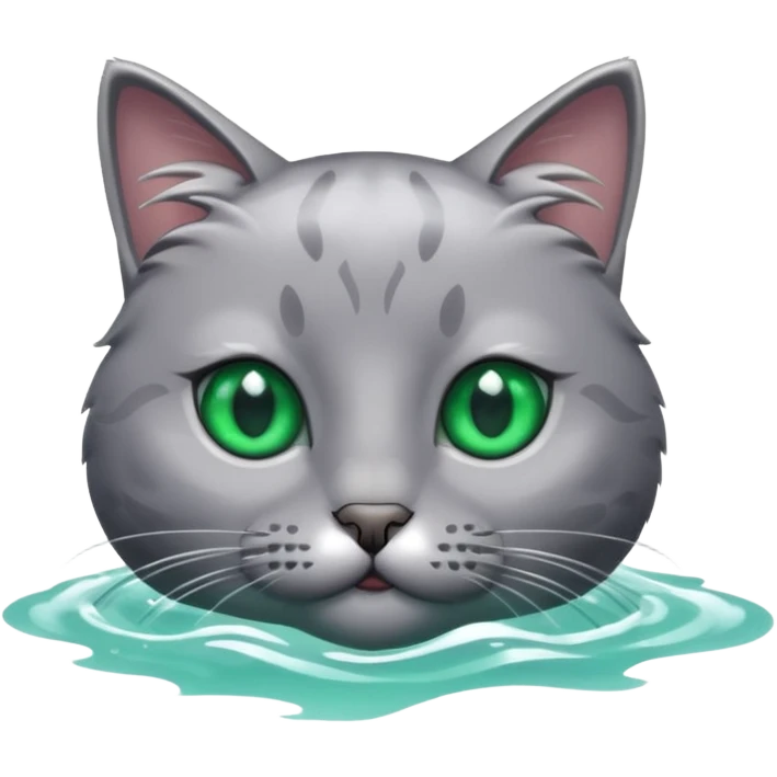 Grey cat swimming emoji