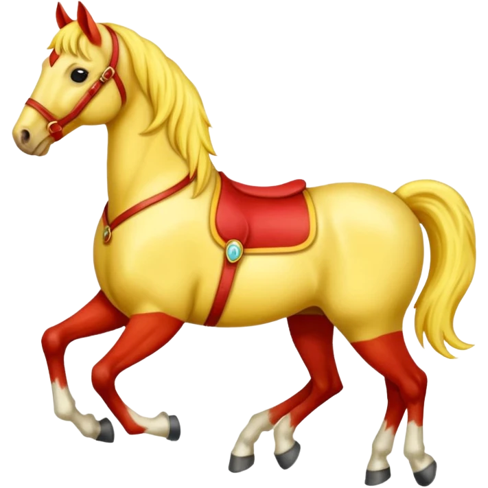 Cavalo vermelho e amarelo pastel emoji