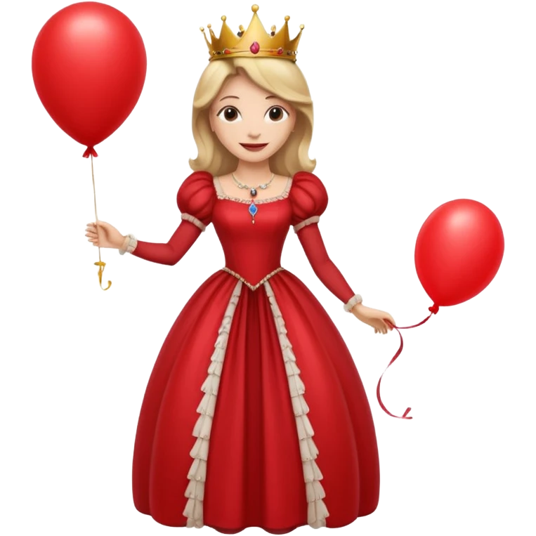 queen wearing dress, holding balloon emoji