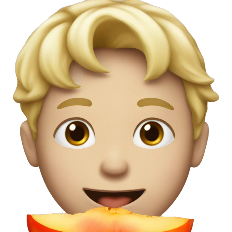 Blond boy eating a peach emoji