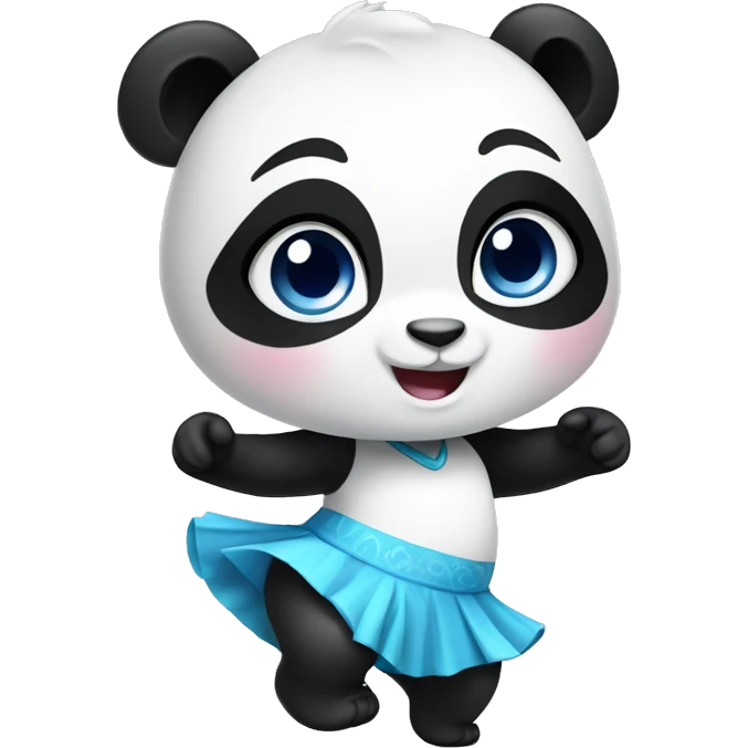 Female blue eyed baby panda dancing emoji