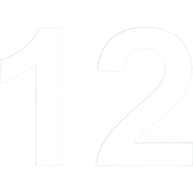 Create an emoji with number 12 in a classic way, on a blue background, just like other numbers emoji