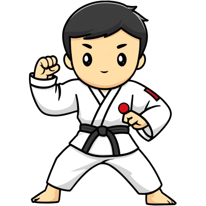 teenage boy or girl in a traditional Tae Kwon Do stance with a white dobok uniform emoji