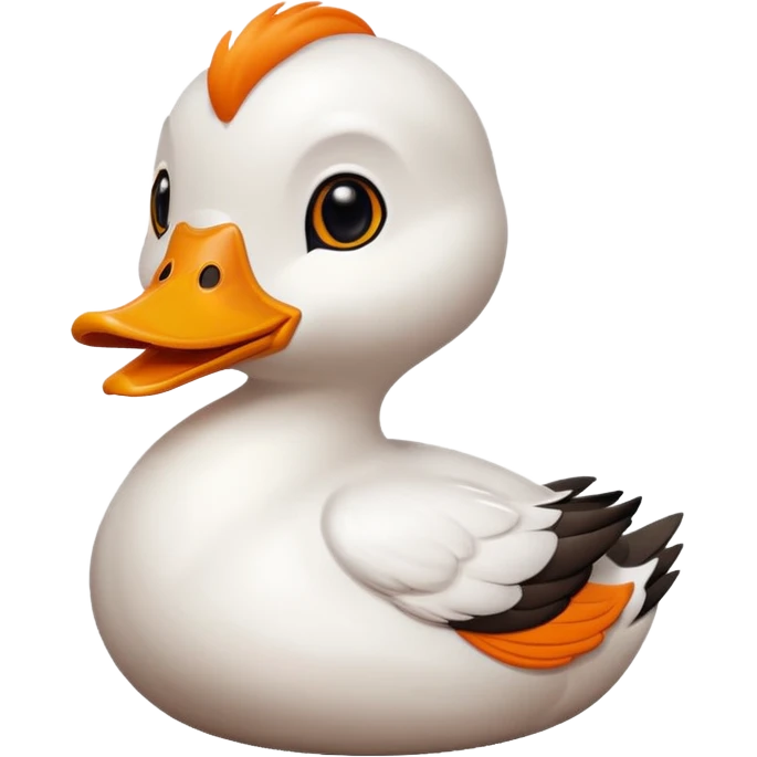 orange whit duck beak and black dot eyes cartoon style emoji