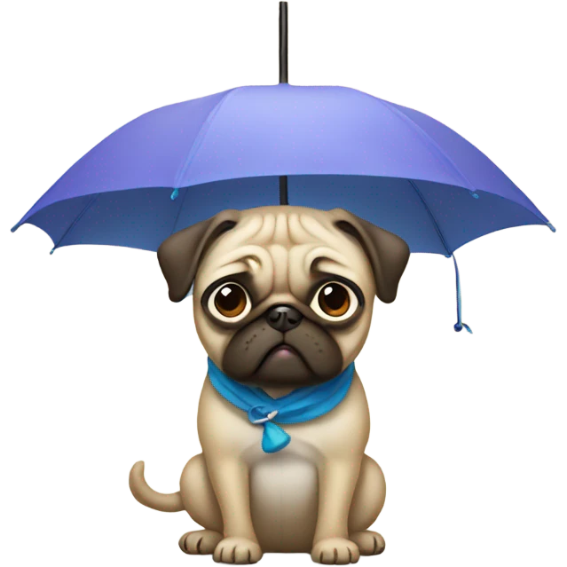 Pug holding umbrella emoji
