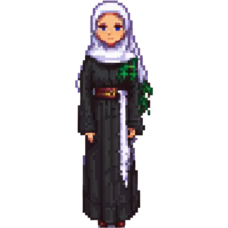 Saudi woman in abaya and hijab, pixel art style emoji