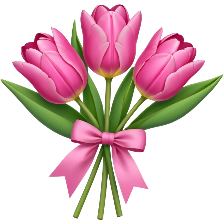 Pink tulips with a bow emoji