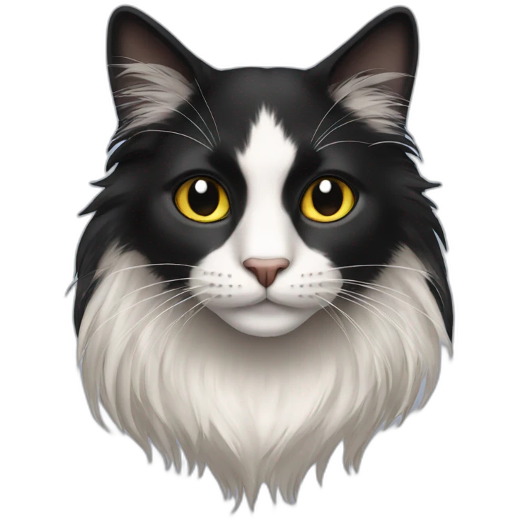 long hair black cat emoji