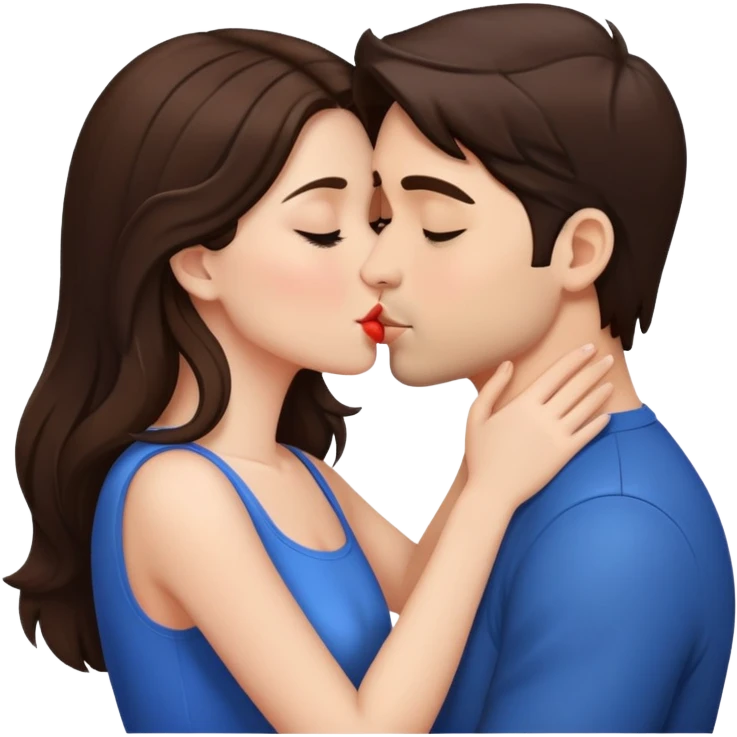 Couple kissing brunette emoji
