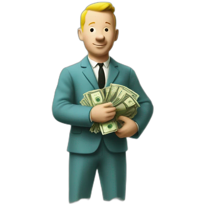 Tintin with much money emoji