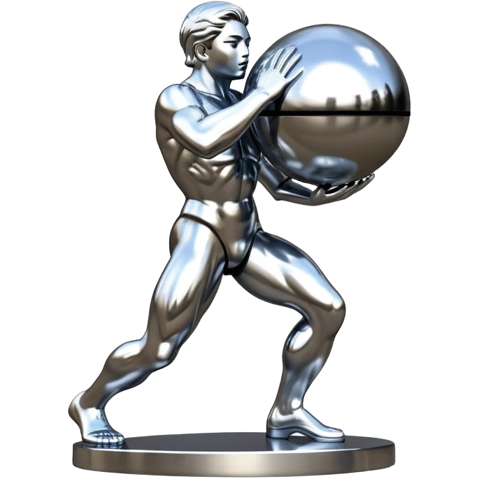 sorayama Sisyphus carrying big sphere on his back sculpture emoji