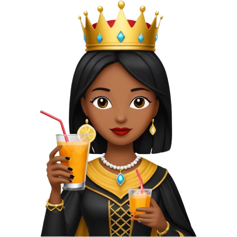 black queen with drink emoji