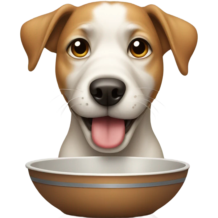 Dog with a bowl in mouth  emoji