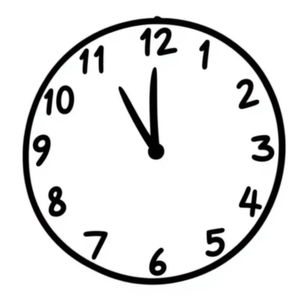 Hand-drawn analog wall clock with numbers emoji