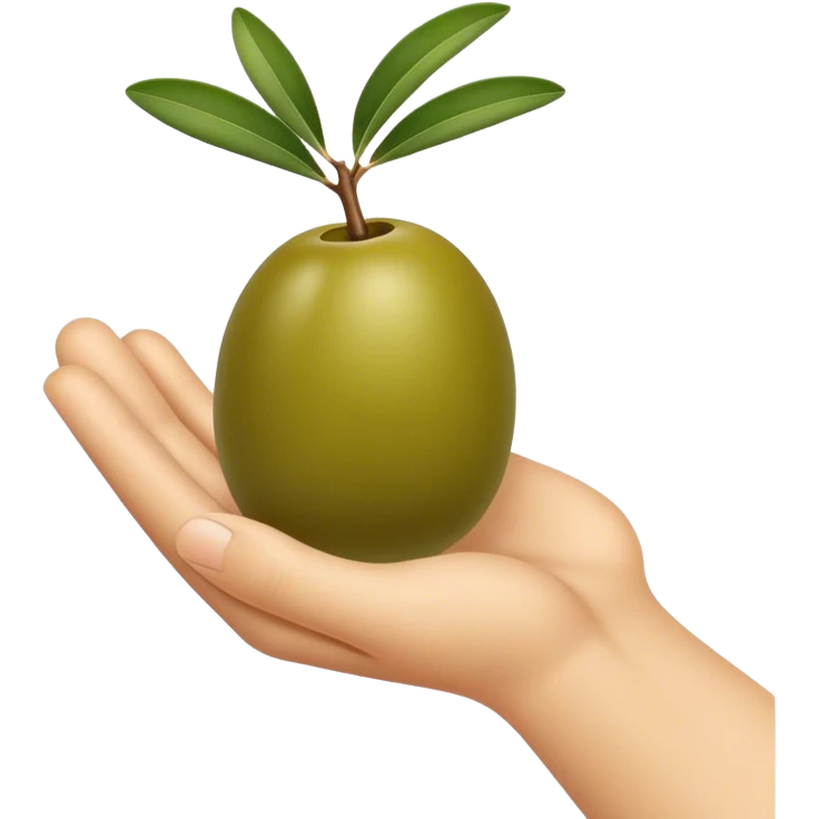 Hand holds 1 green olive emoji