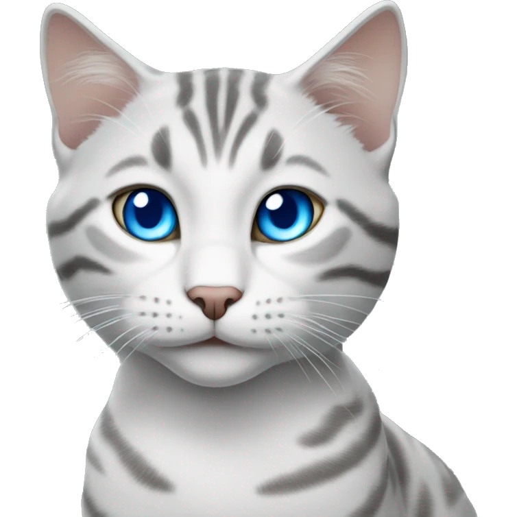 White and grey tabby cat with blue eyes  emoji