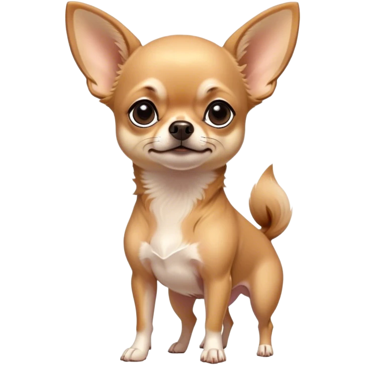 Cinematic Noble Fawn Short Haired Chihuahua Portrait Emoji, Poised and regal, with a compact, muscular build and a sleek, well-groomed fawn coat, deep-set soulful dark eyes, Simplified yet sharp and sophisticated features, highly detailed, glowing with a soft, dignified glow, high shine, intelligent and loyal, stylized with an air of strength, focused and attentive, soft glowing outline, capturing the essence of a watchful and confident guardian, so majestic it feels as though it could step out of the screen with effortless authority! emoji