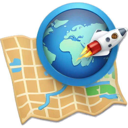 map with pin and spaceship emoji
