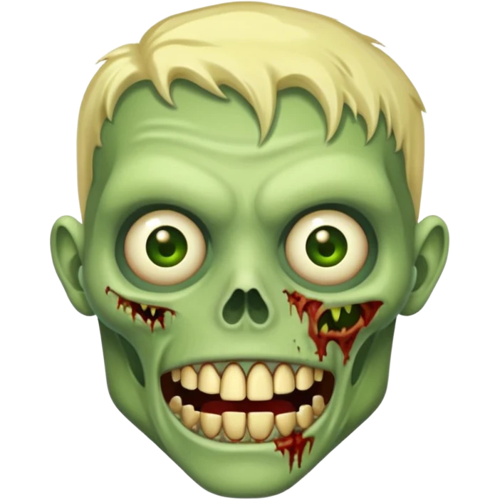 Zumbi verde com dente dourado um pouco humano emoji
