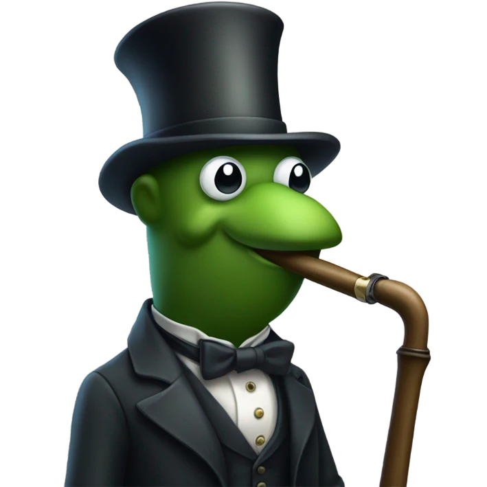 A gentleman pickle with monocle top hat and cane emoji