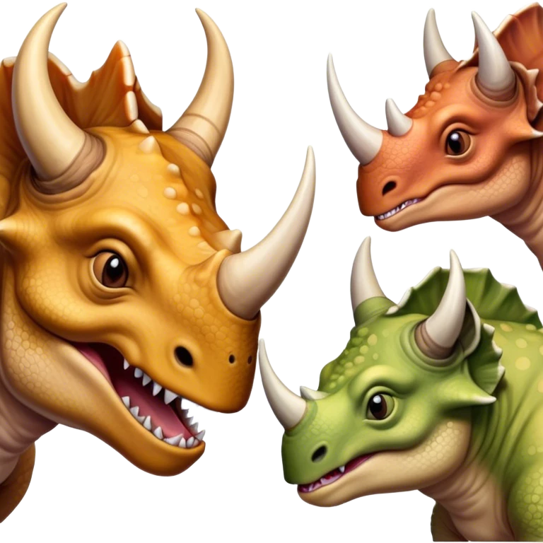 faces of different triceratops emoji