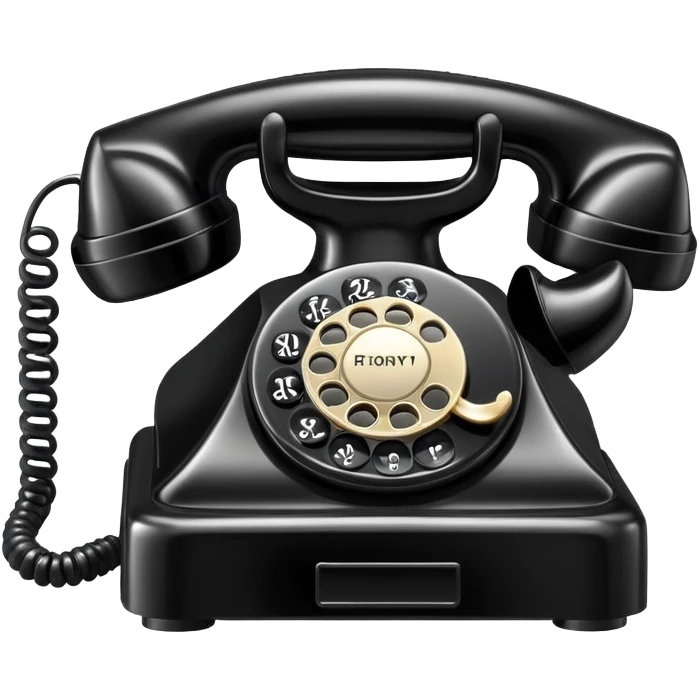 black telephone, classic rotary dial phone emoji