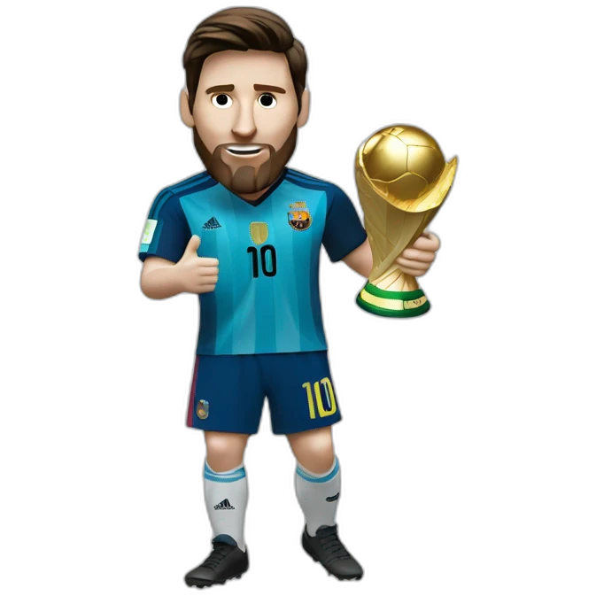 Lionel Messi holding World cup Trophy emoji
