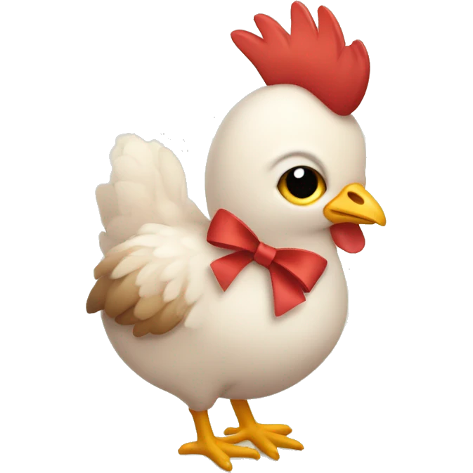 hen chick with bow emoji emoji