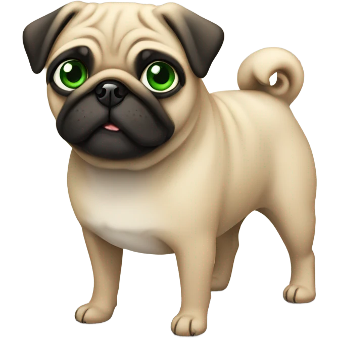 Tan pug with green eyes no black  emoji