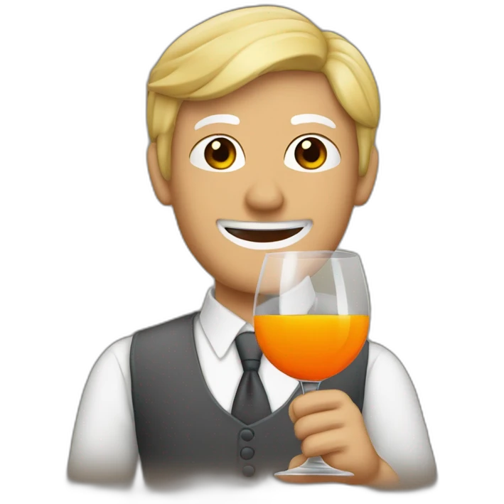 Copa de vino con una naranja emoji