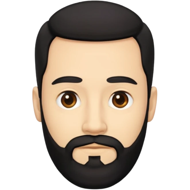 men without winkles with beard and black hair emoji