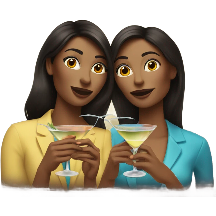  women two friends sipping martinis brunettes emoji