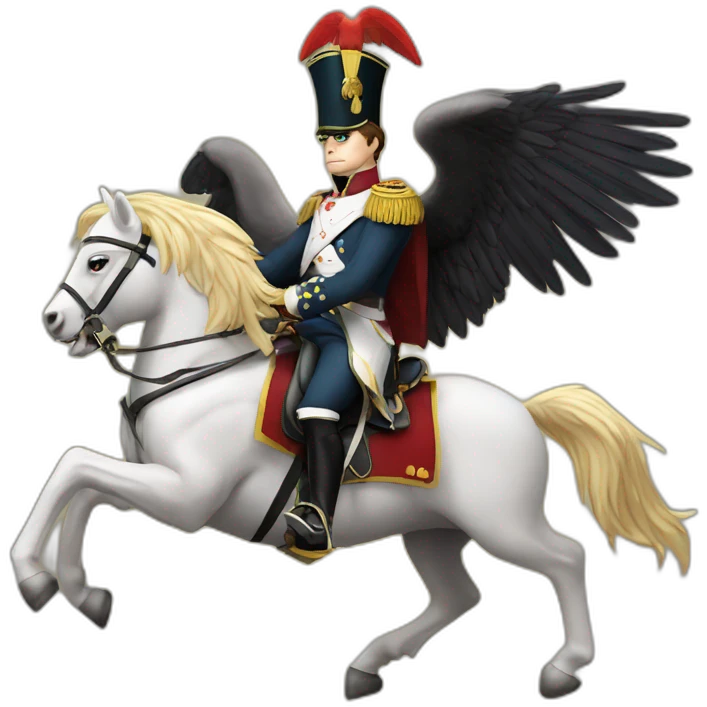 serious angry napoleon on horse hold golden eagle emoji