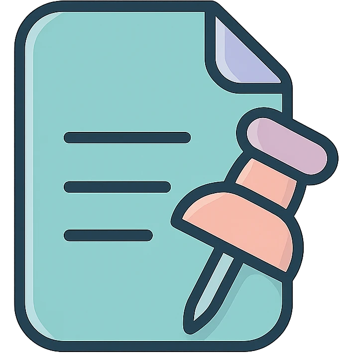 document push pin, round shape, thin clean outlines, soft rounded shapes, pastel palette #98B5BC, #B5B3C1, #C9A3C9, #E4C0CA, #F7DCD1, #F7C0AA, detailed shadows and highlights, soft lighting, transparent background emoji