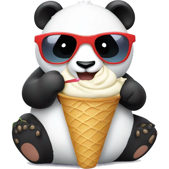 Panda eating ice cream wearing sunglasses emoji