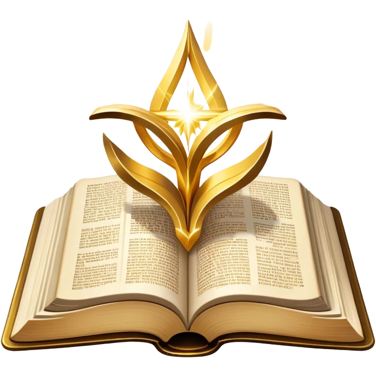 The Holy Bible Book Flipped Open With Glorious Divine Gold Shine beaming out of it  emoji
