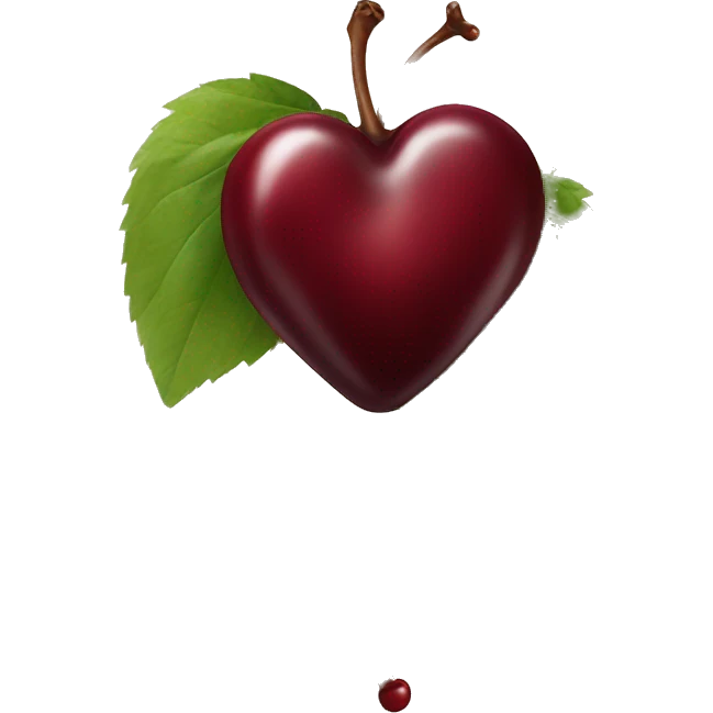 heart-shaped burgundy cherries on single stem emoji