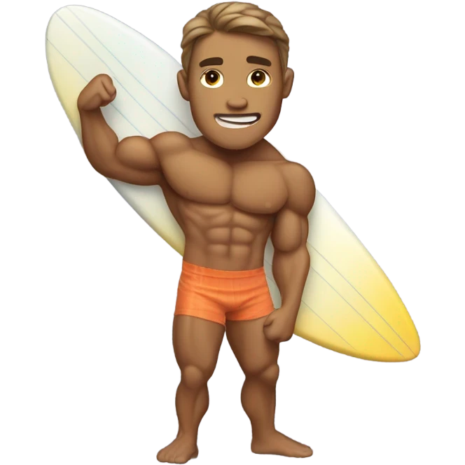 Muscle tan surfer emoji