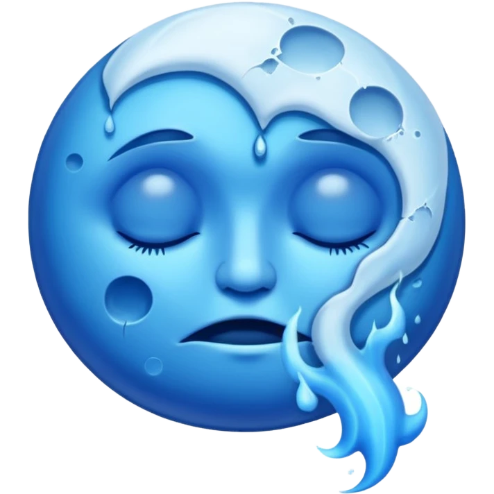 cracked sleepy moon leaking blue dream smoke emoji