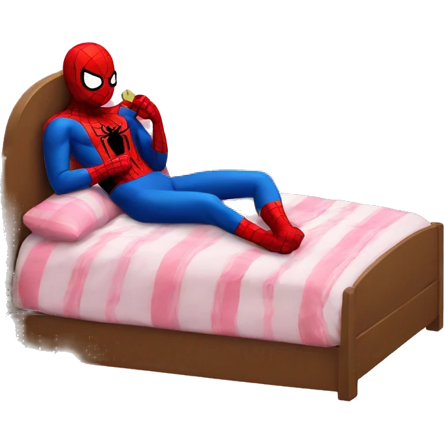 spiderman and hello kitty sleeping on bed emoji