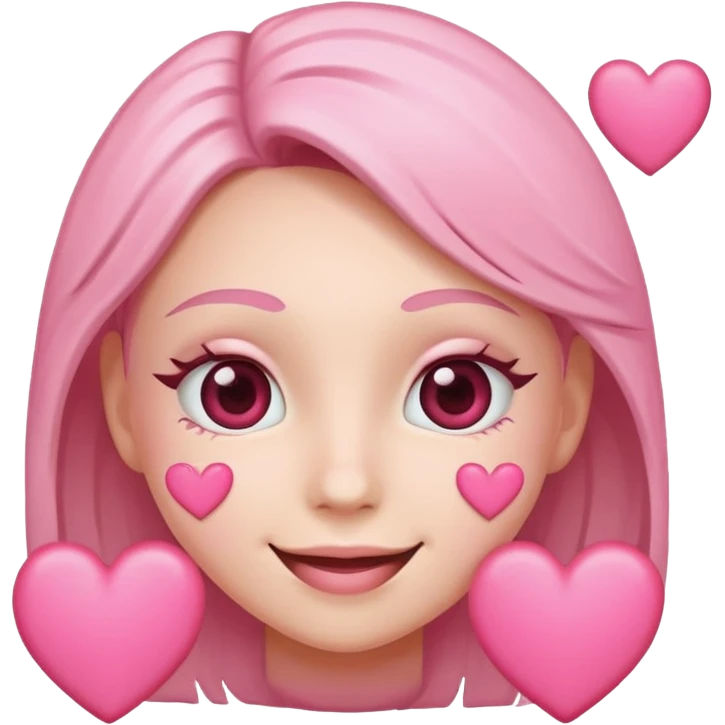 heart eyes emoji with pink hearts, smiling face emoji