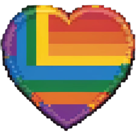 LGBT flag emblem, 40x40 pixels, vibrant rainbow stripes, inspired by Habbo Hotel badge style emoji