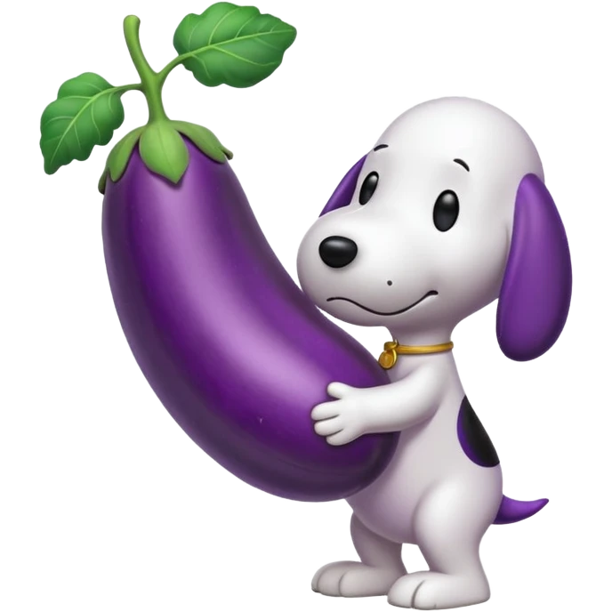 Snoopy with an eggplant emoji