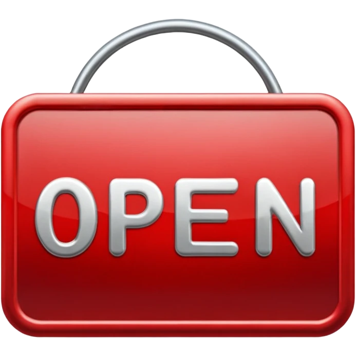 Red “OPEN” sign with reflection emoji