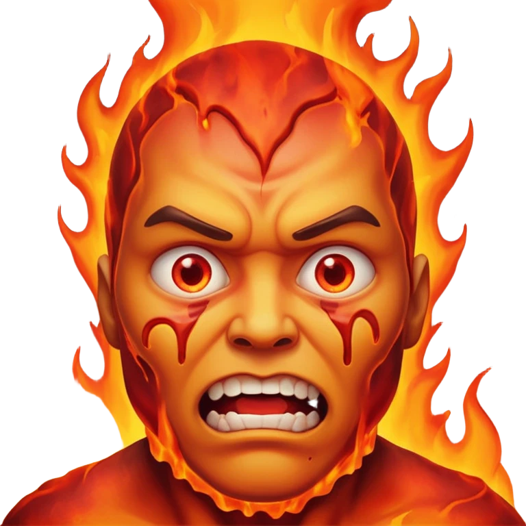 Man with scary face with lava melting him emoji