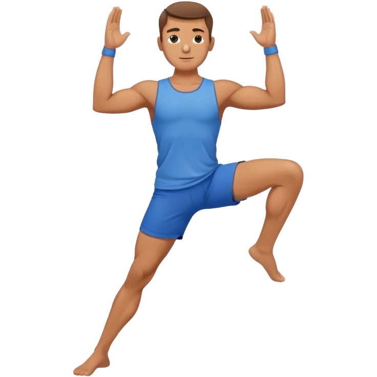 man with blue short warrior yoga pose emoji