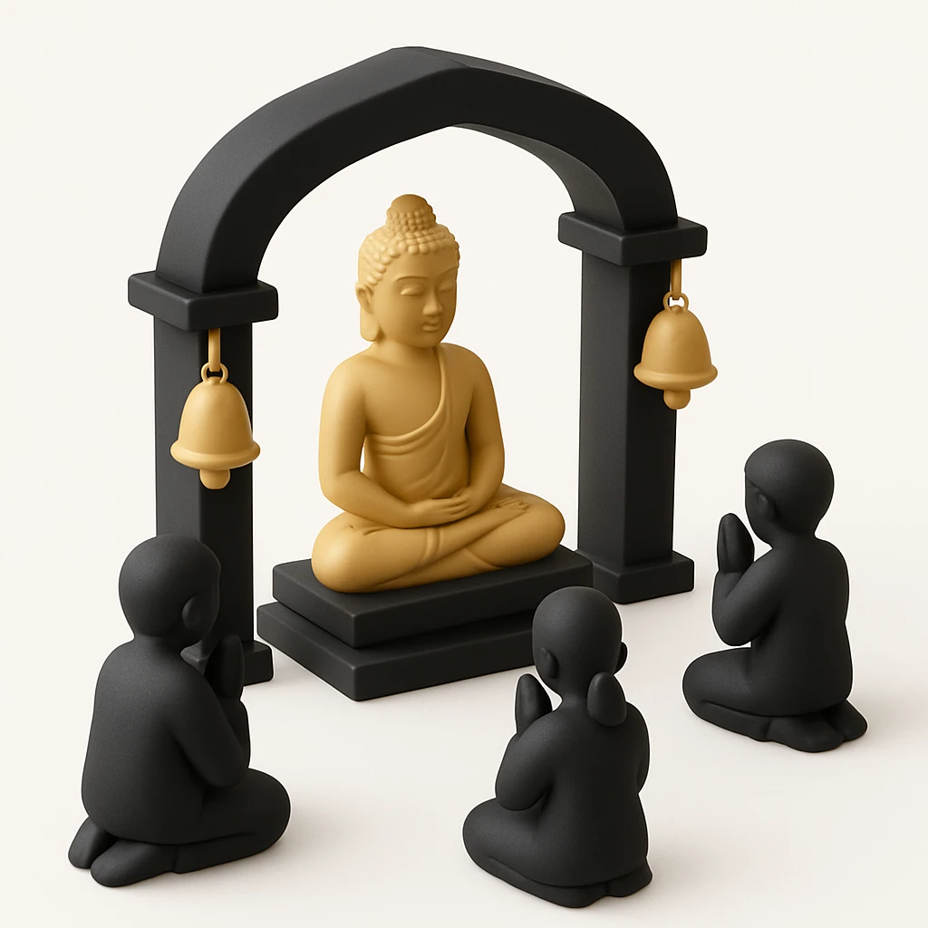 people praying in a Buddhist temple emoji